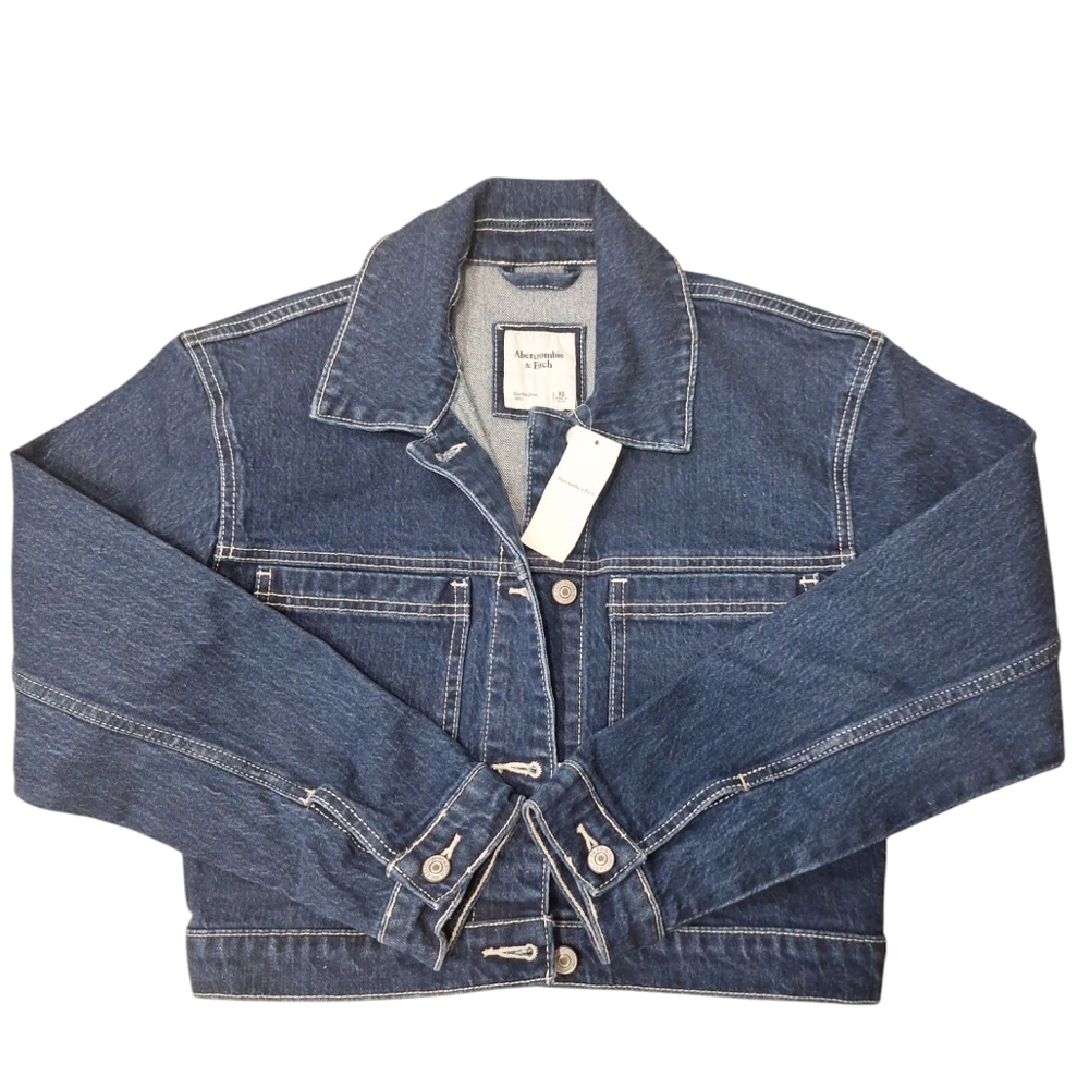 NWT Abercrombie & Fitch Dark Wash Jean Jacket XS
